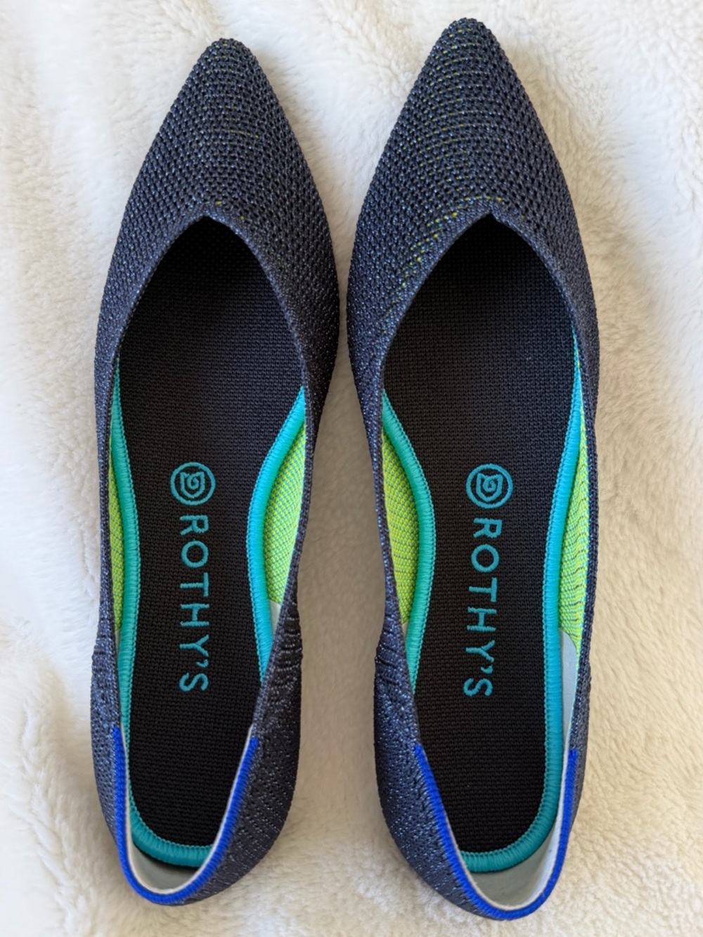 Rothy's The Point in Metallic Lattice Stitch - Navy - Retired - Size 9 - Picture 2 of 15
